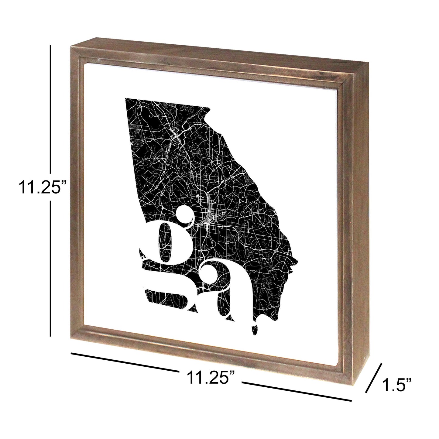 Black And White Abbreviated State Map White Georgia | Wood Sign | Eaches | Min 1