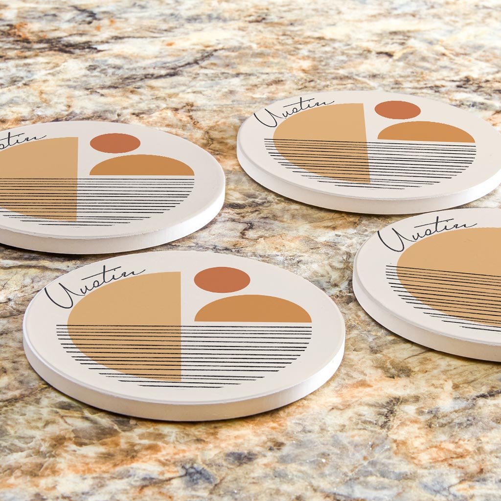 Vintage Groove Shapes Texas Austin | Absorbent Coasters | Set of 4 | Min 2