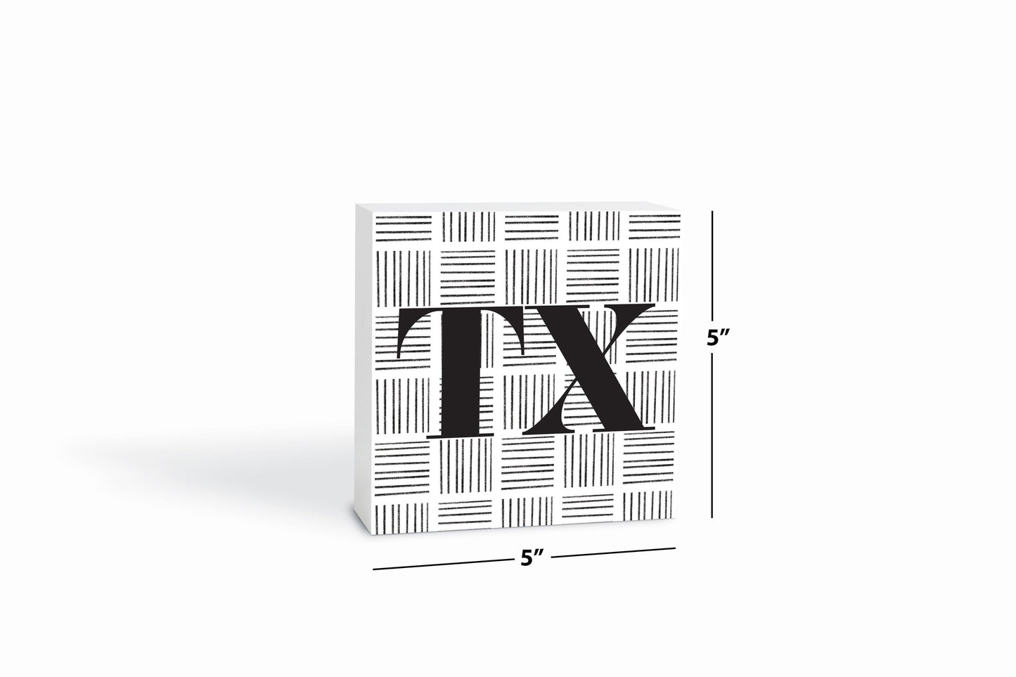 Black And White Abbreviated On White Texas | Wood Block | Eaches | Min 4