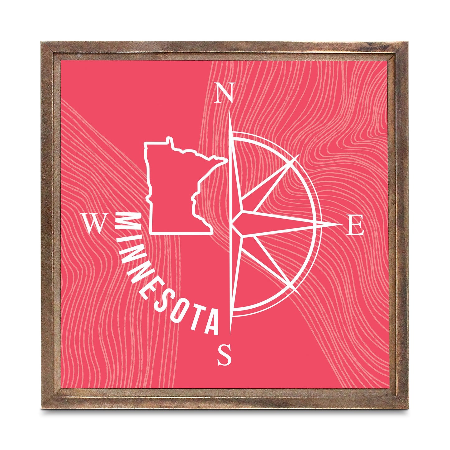 Boho Color Compass State On Pink Minnesota | Wood Sign | Eaches | Min 1