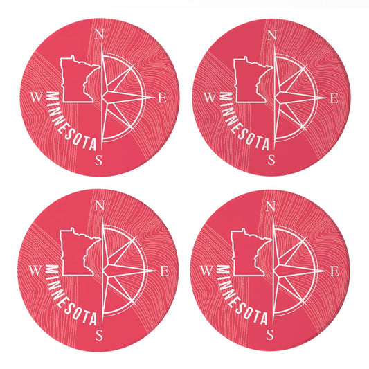 Boho Color Compass State On Pink Minnesota | Absorbent Coasters | Set of 4 | Min 2