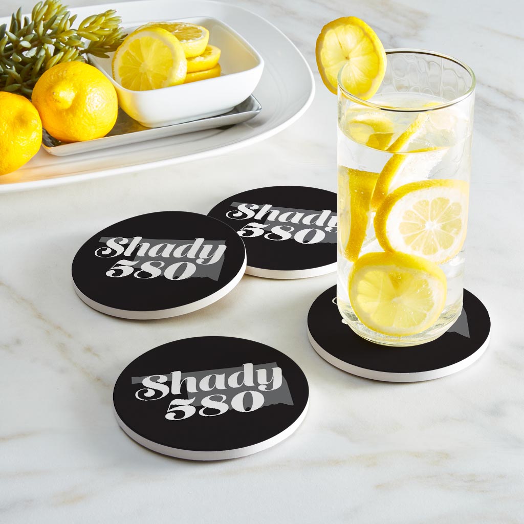 Minimalistic B&W Ardmore Ok Shady 580 Black | Absorbent Coasters | Set of 4 | Min 2