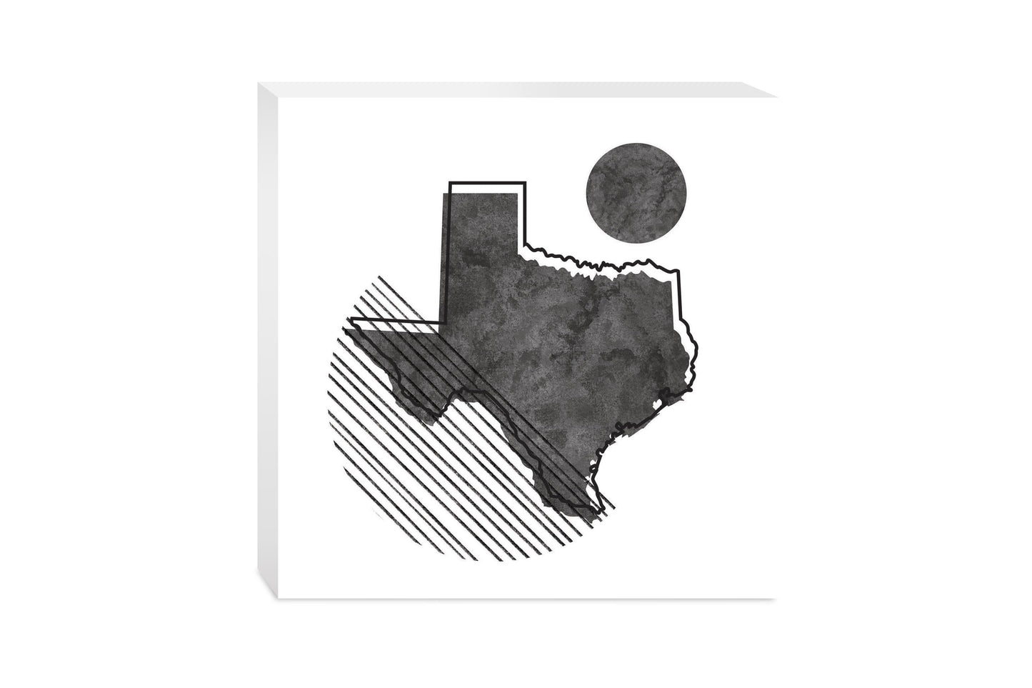 Black And White Geometric On White Texas | Wood Block | Eaches | Min 2