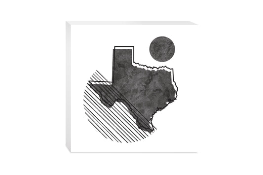 Black And White Geometric On White Texas | Wood Block | Eaches | Min 2