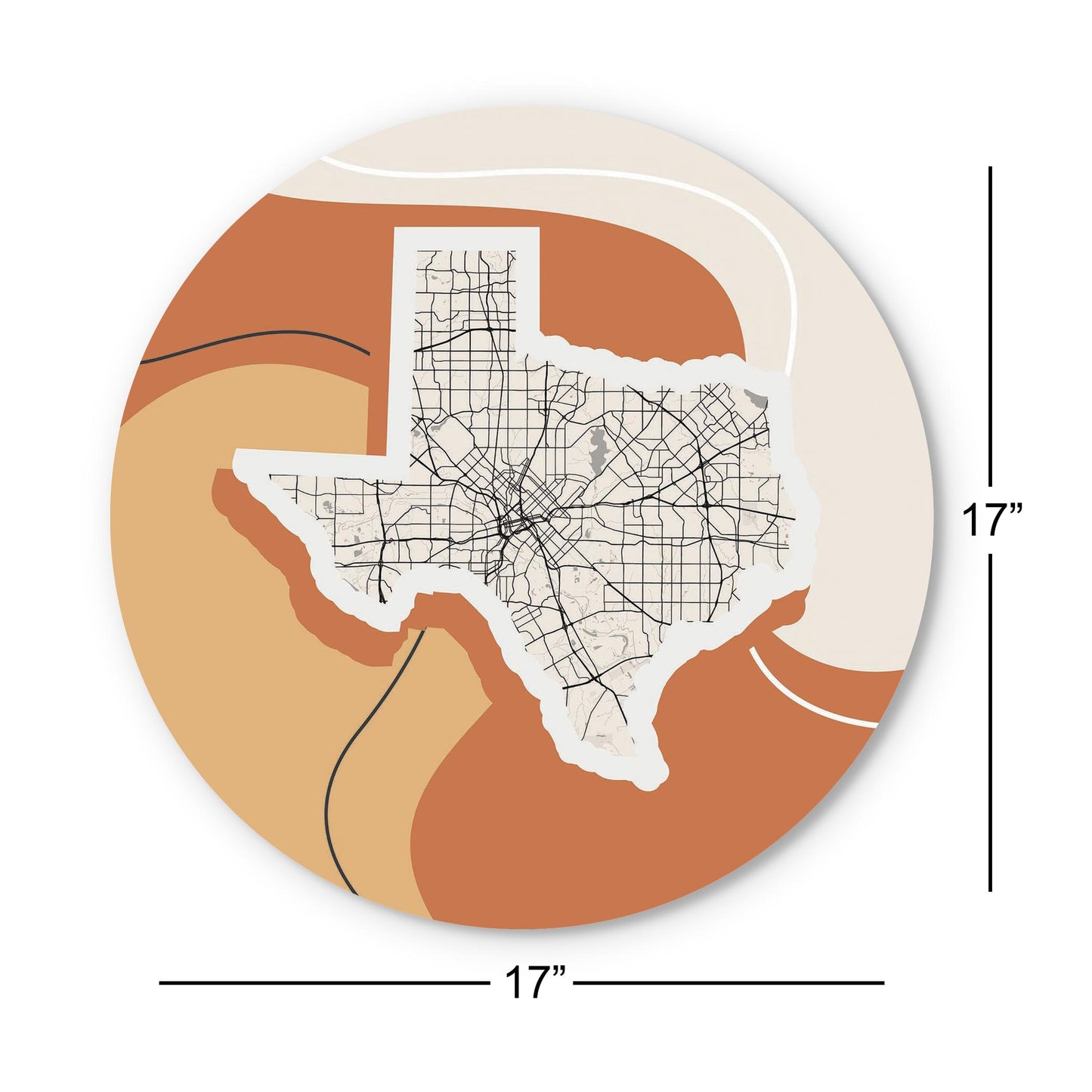 Vintage Groove Fluid Orange Map Texas Dallas | Wood Sign | Eaches | Min 1