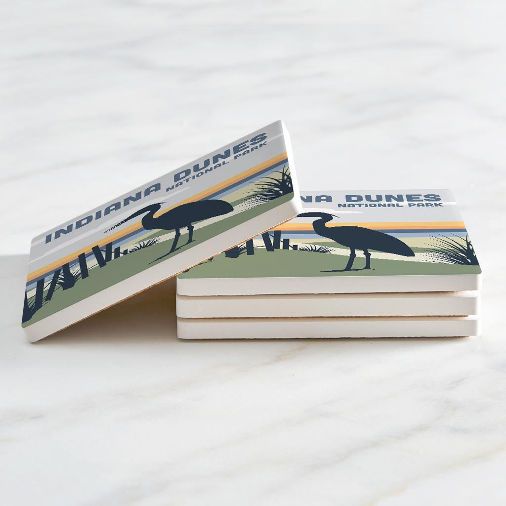 Indiana Dunes Heron Silhouette | Absorbent Coasters | Set of 4 | Min 2