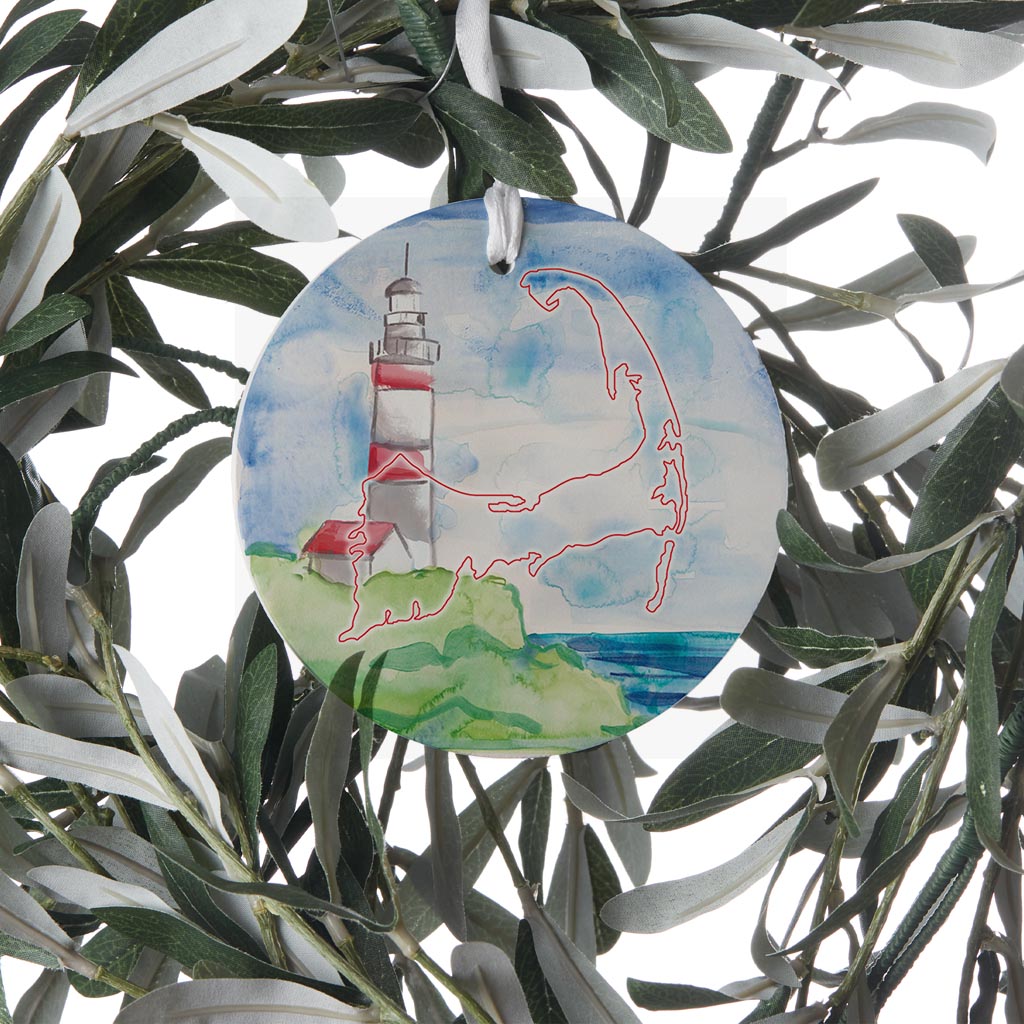 Watercolor Lighthouse | Wood Ornament | Eaches | Min 6