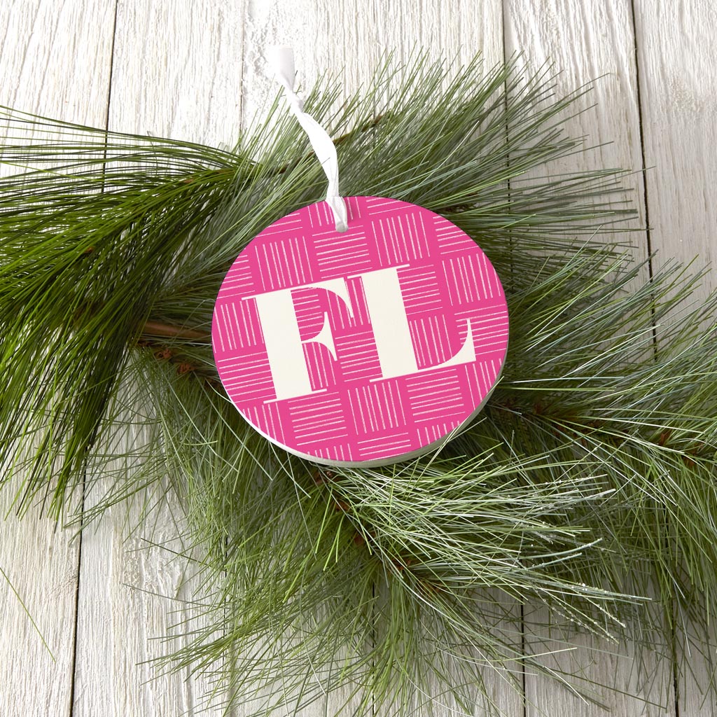 Bright Modern Abbreviated On Pink Florida| Wood Ornament | Eaches | Min 6