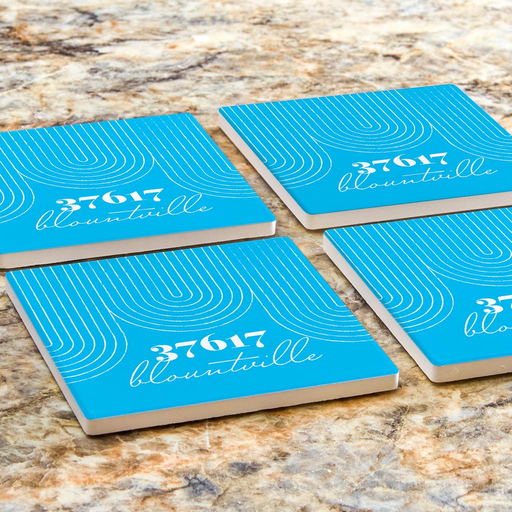 Bright Modern City Zip On Teal Tennessee Blountville | Absorbent Coasters | Set of 4 | Min 2