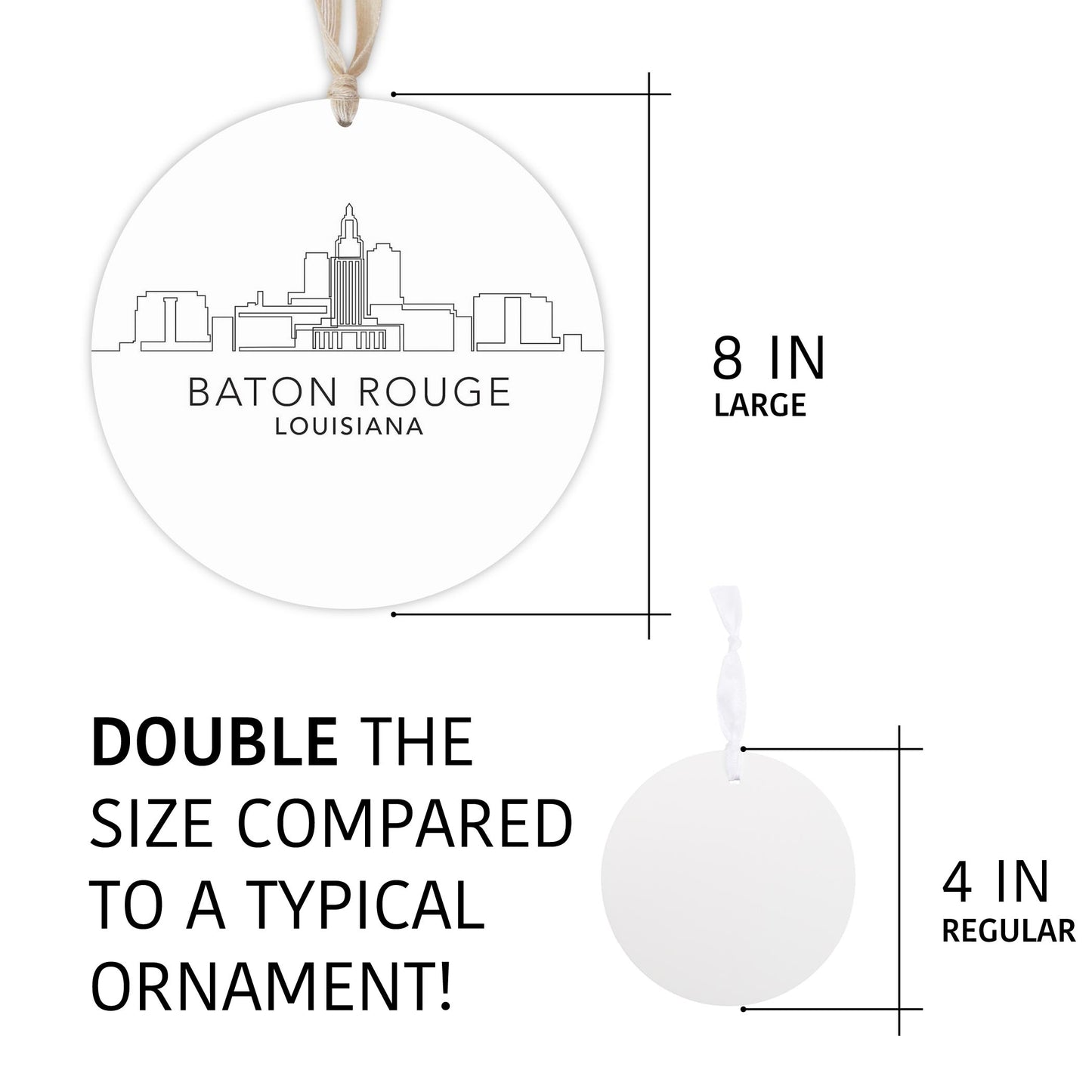 Minimalistic Baton Rouge Skyline | Wood Ornament | Eaches | Min 1