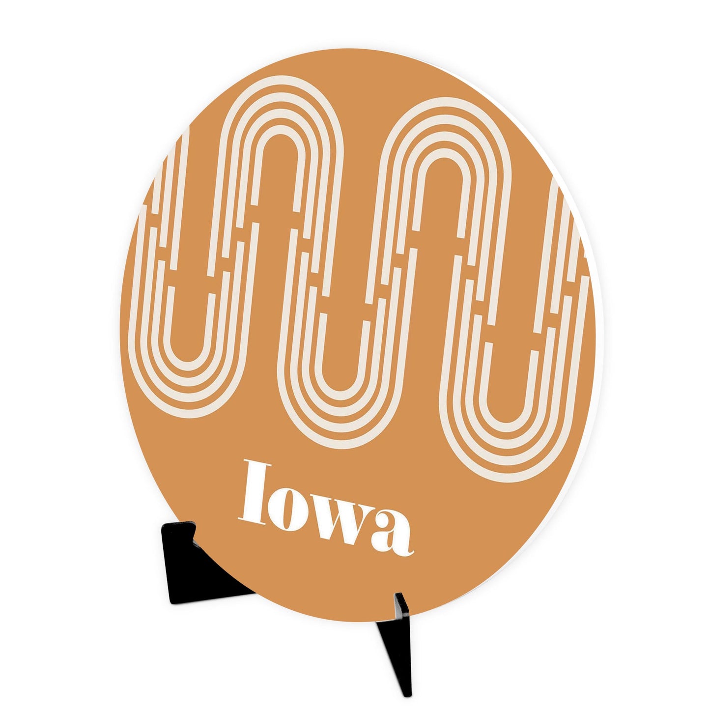 Vintage Groove Yellow Wave Lines Iowa | Wood Sign | Eaches | Min 1