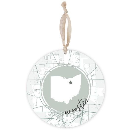 Vintage Groove State Star Map Ohio Wooster | Wood Ornament | Eaches | Min 1