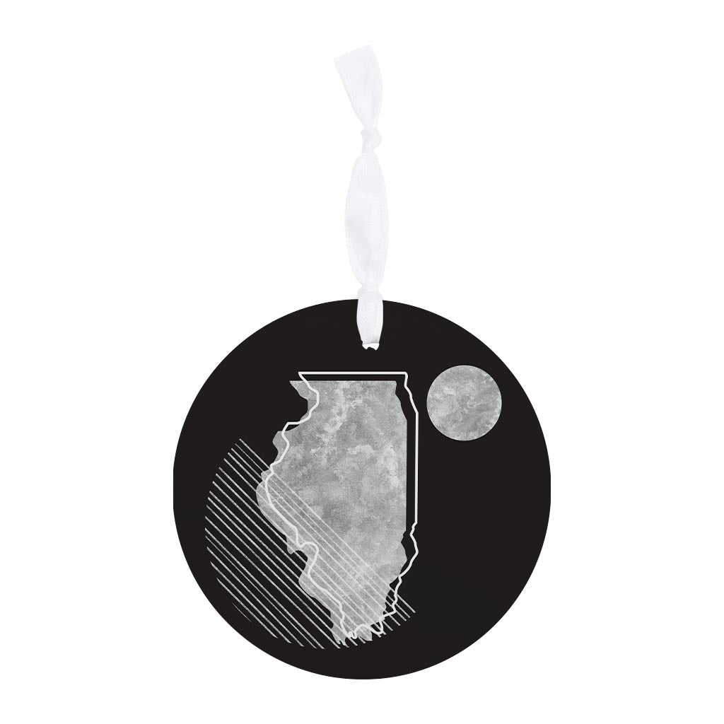 Black And White Geometric On Black Illinois | Wood Ornament | Eaches | Min 6