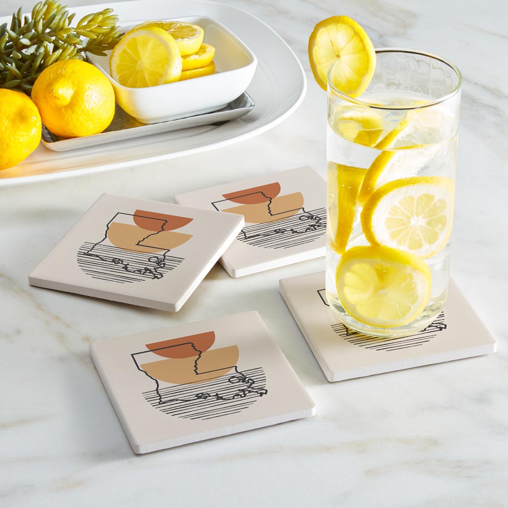 Vintage Groove Shape Stack Louisiana | Absorbent Coasters | Set of 4 | Min 2