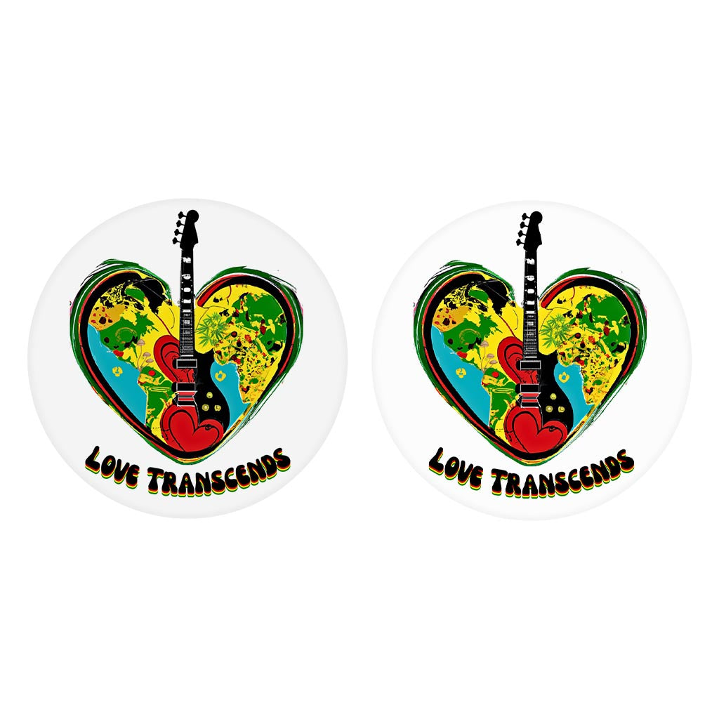 Car Coasters Love Transcends Heart Guitar Set of Two | 2.65x2.65