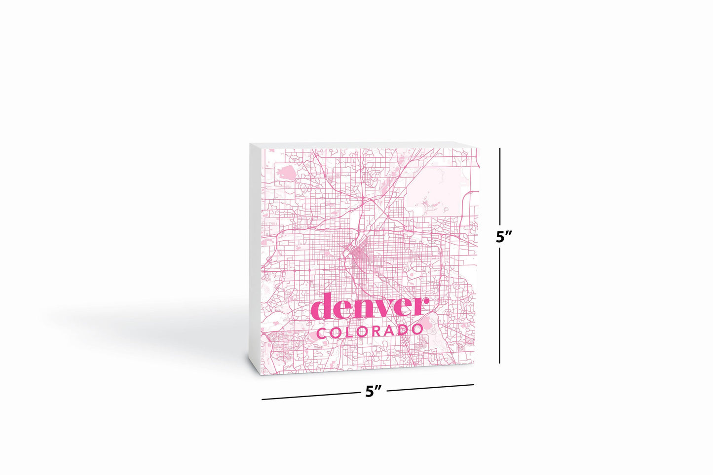 Bright Modern Pink Map Colorado Denver | Wood Block | Eaches | Min 4