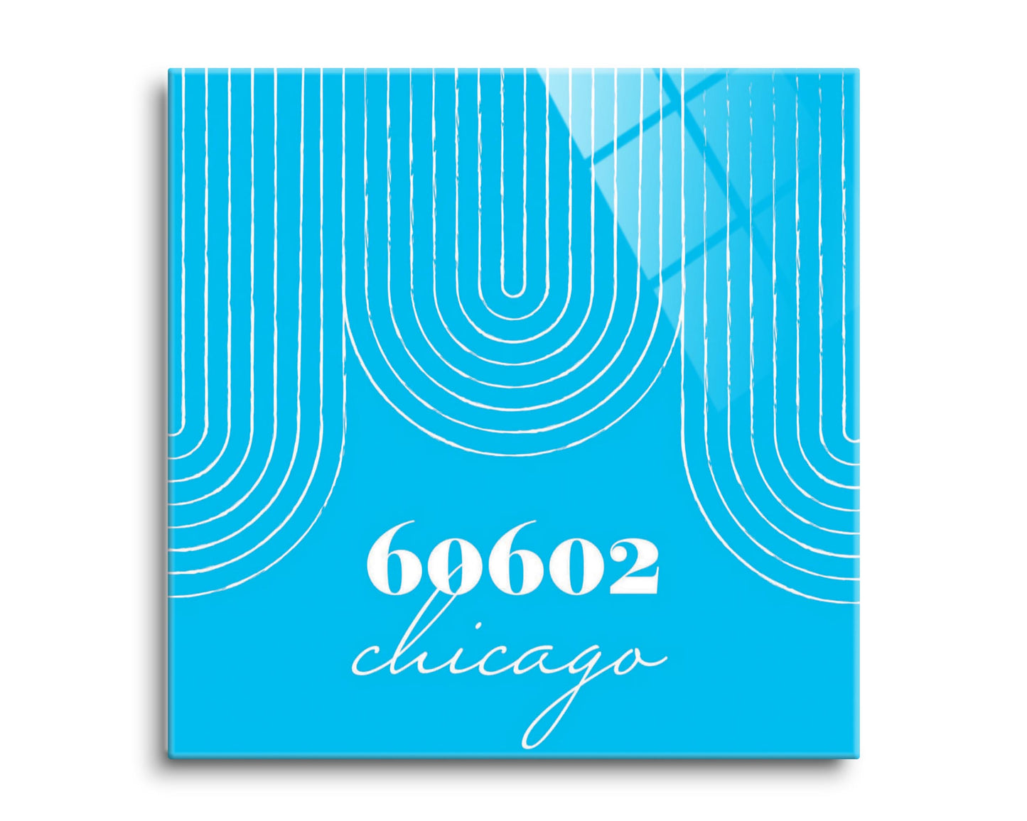 Bright Modern City Zip On Teal Illinois Chicago | Hi-Def Glass Art | Eaches | Min 2