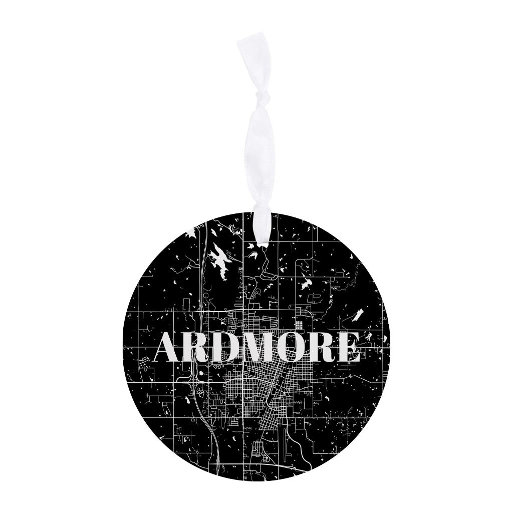 Minimalistic B&W Ardmore Ok Map | Wood Ornament | Eaches | Min 6