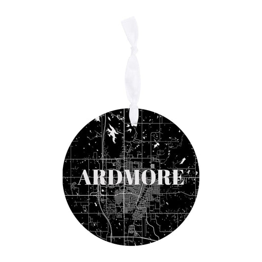 Minimalistic B&W Ardmore Ok Map | Wood Ornament | Eaches | Min 6