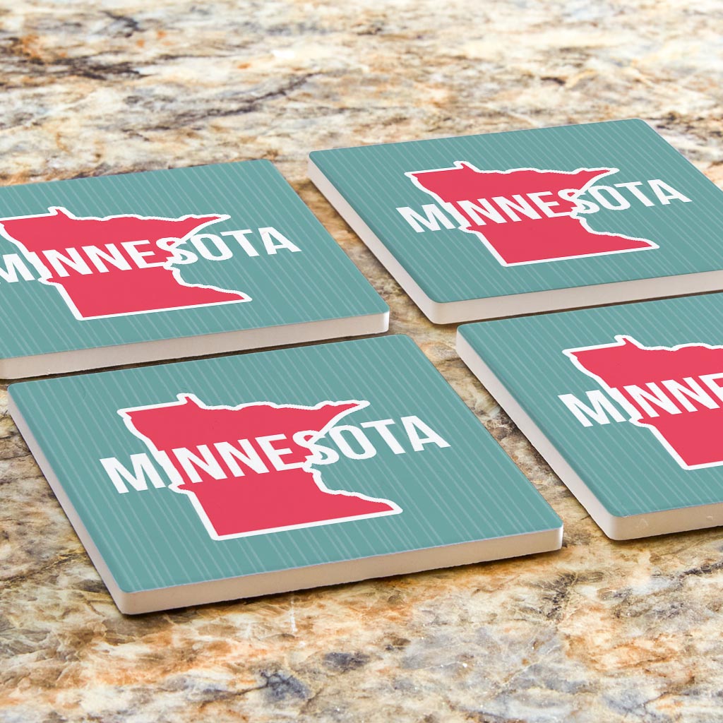 Boho Color State On Blue Minnesota| Absorbent Coasters | Set of 4 | Min 2