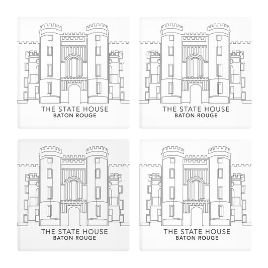 Minimalistic Baton Rouge State House | Absorbent Coasters | Set of 4 | Min 2