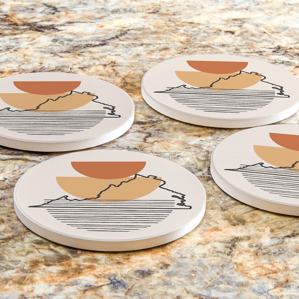 Vintage Groove Shape Stack Virginia | Absorbent Coasters | Set of 4 | Min 2