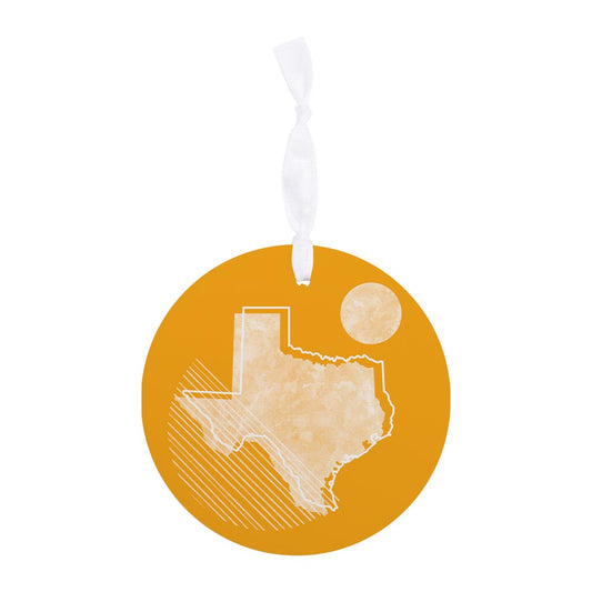 Bright Modern Geometric On Orange Texas| Wood Ornament | Eaches | Min 6