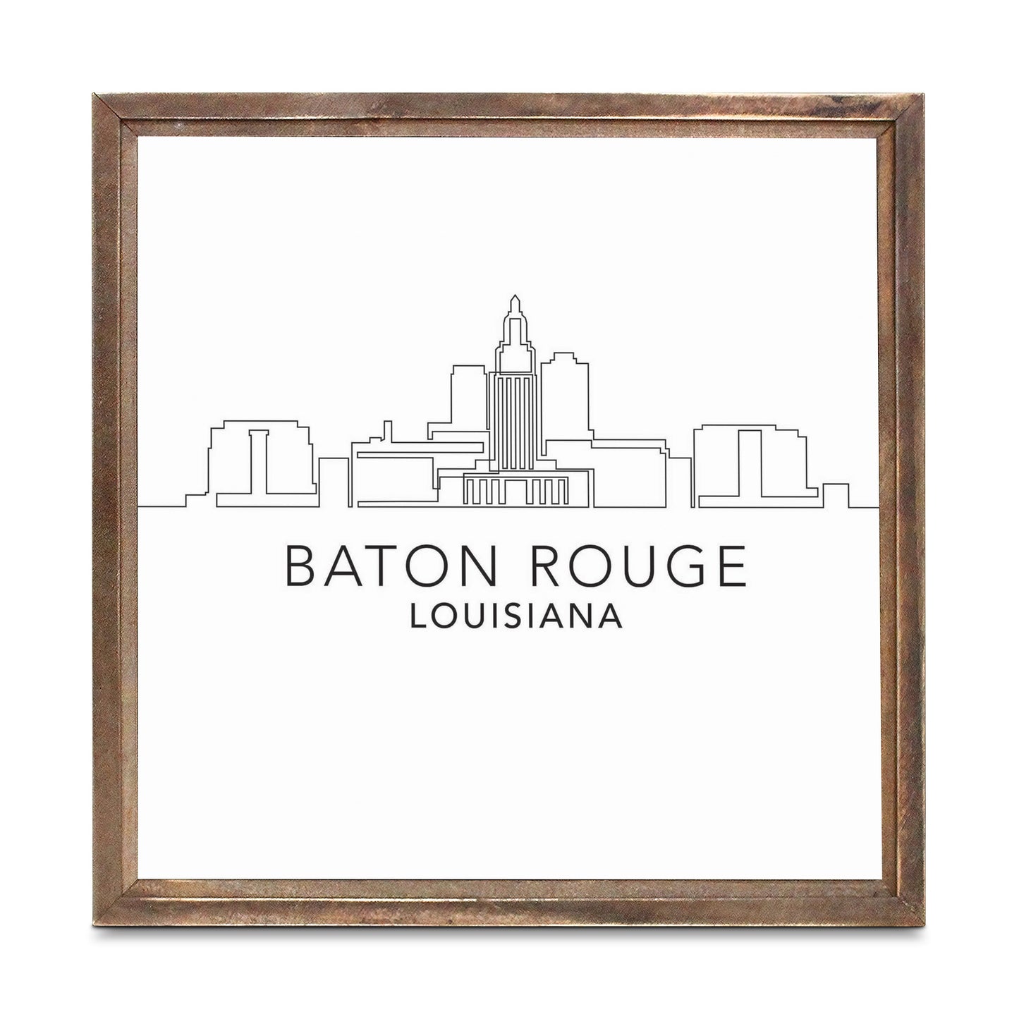 Minimalistic Baton Rouge Skyline | Wood Sign | Eaches | Min 1