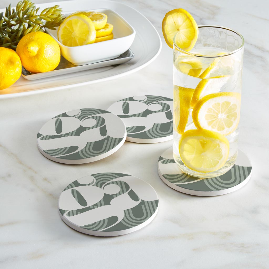 Vintage Groove Green Wave Lines Georgia Ga | Absorbent Coasters | Set of 4 | Min 2