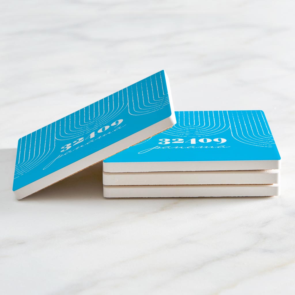 Bright Modern City Zip On Teal Florida Panama | Absorbent Coasters | Set of 4 | Min 2