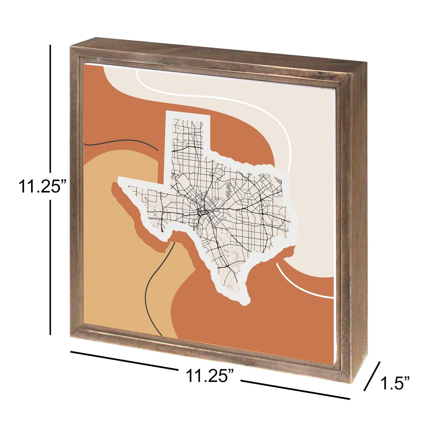 Vintage Groove Fluid Orange Map Texas Dallas | Wood Sign | Eaches | Min 1