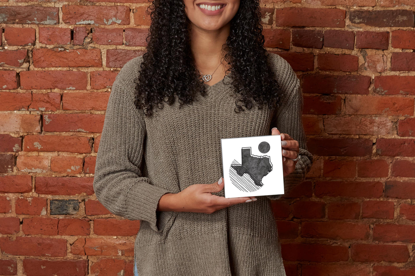 Black And White Geometric On White Texas | Wood Block | Eaches | Min 4