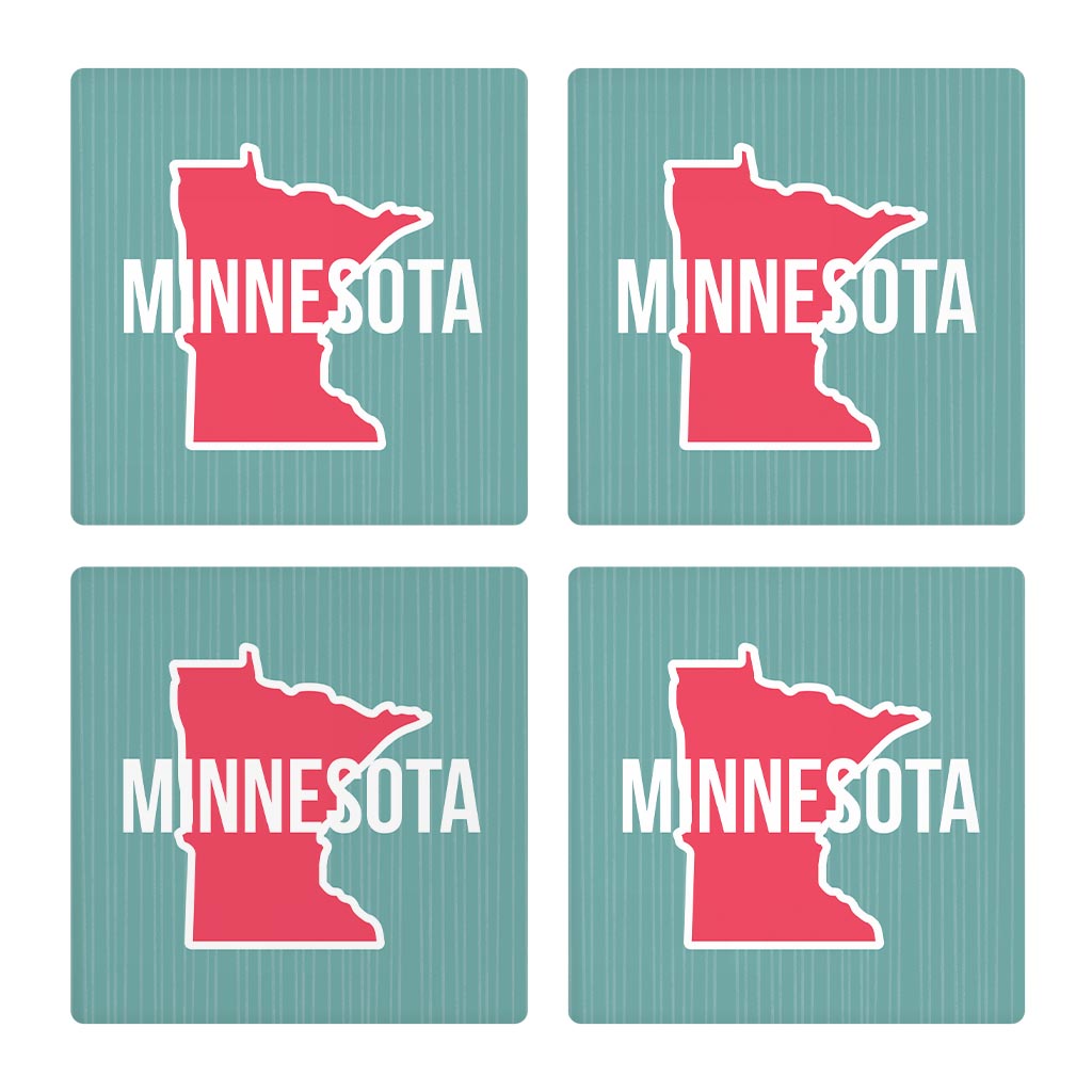 Boho Color State On Blue Minnesota| Absorbent Coasters | Set of 4 | Min 2