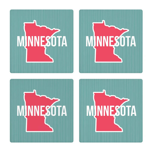 Boho Color State On Blue Minnesota| Absorbent Coasters | Set of 4 | Min 2