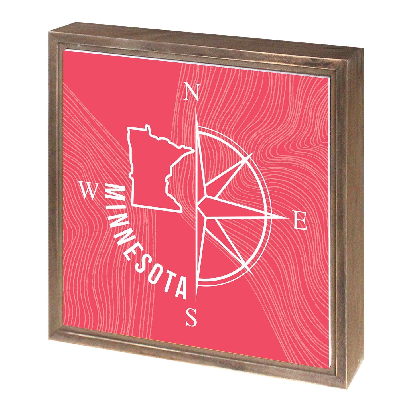 Boho Color Compass State On Pink Minnesota | Wood Sign | Eaches | Min 1