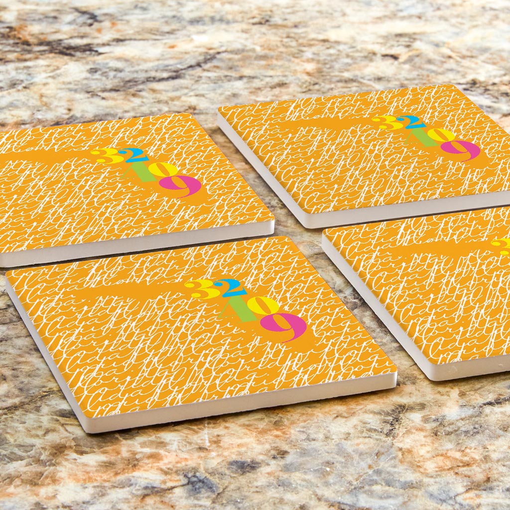 Bright Modern State Script Orange Florida Panama | Absorbent Coasters | Set of 4 | Min 2