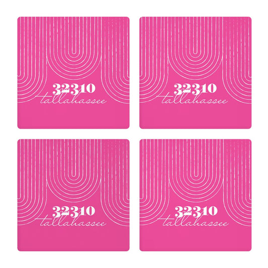 Bright Modern City Zip On Pink Florida Tallahassee | Absorbent Coasters | Set of 4 | Min 2