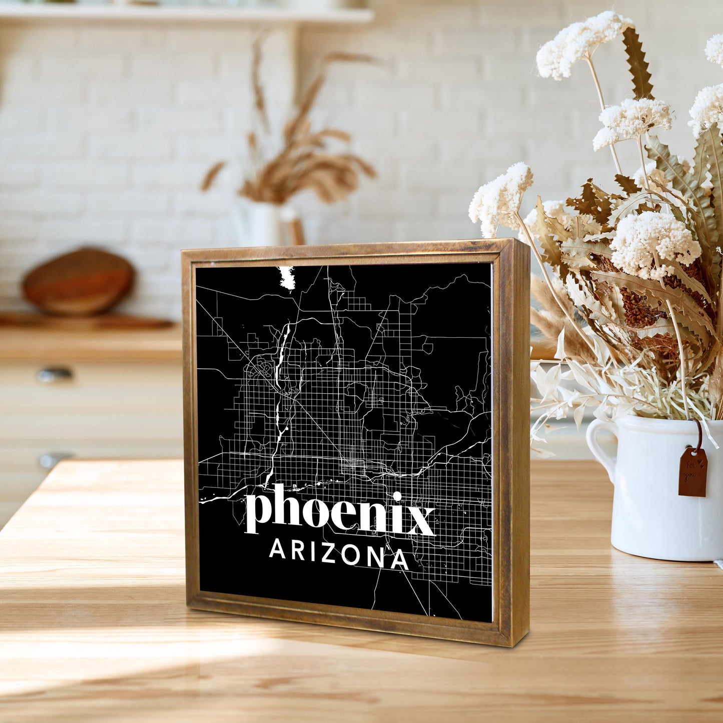 Black And White Black Map Arizona Phoenix | Wood Sign | Eaches | Min 1