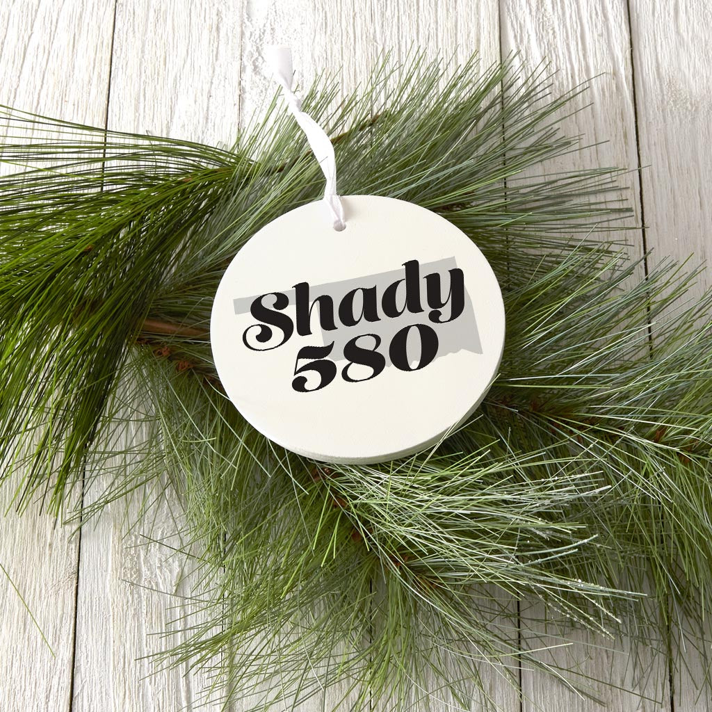 Minimalistic B&W Ardmore Ok Shady 580 White | Wood Ornament | Eaches | Min 6