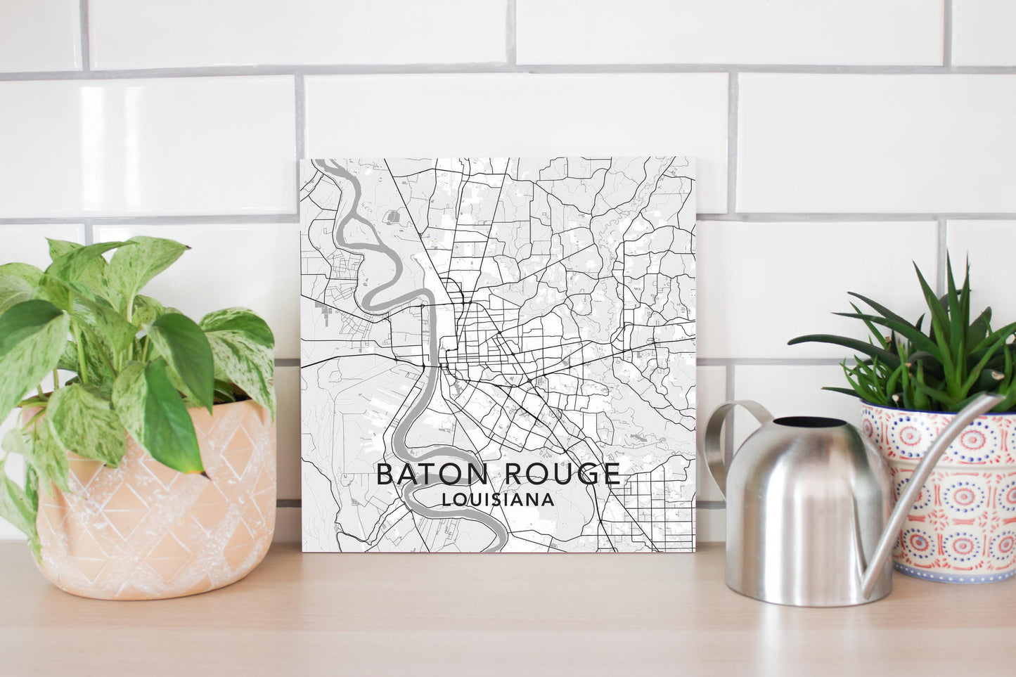 Minimalistic Baton Rouge White Map | Wood Sign | Eaches | Min 2