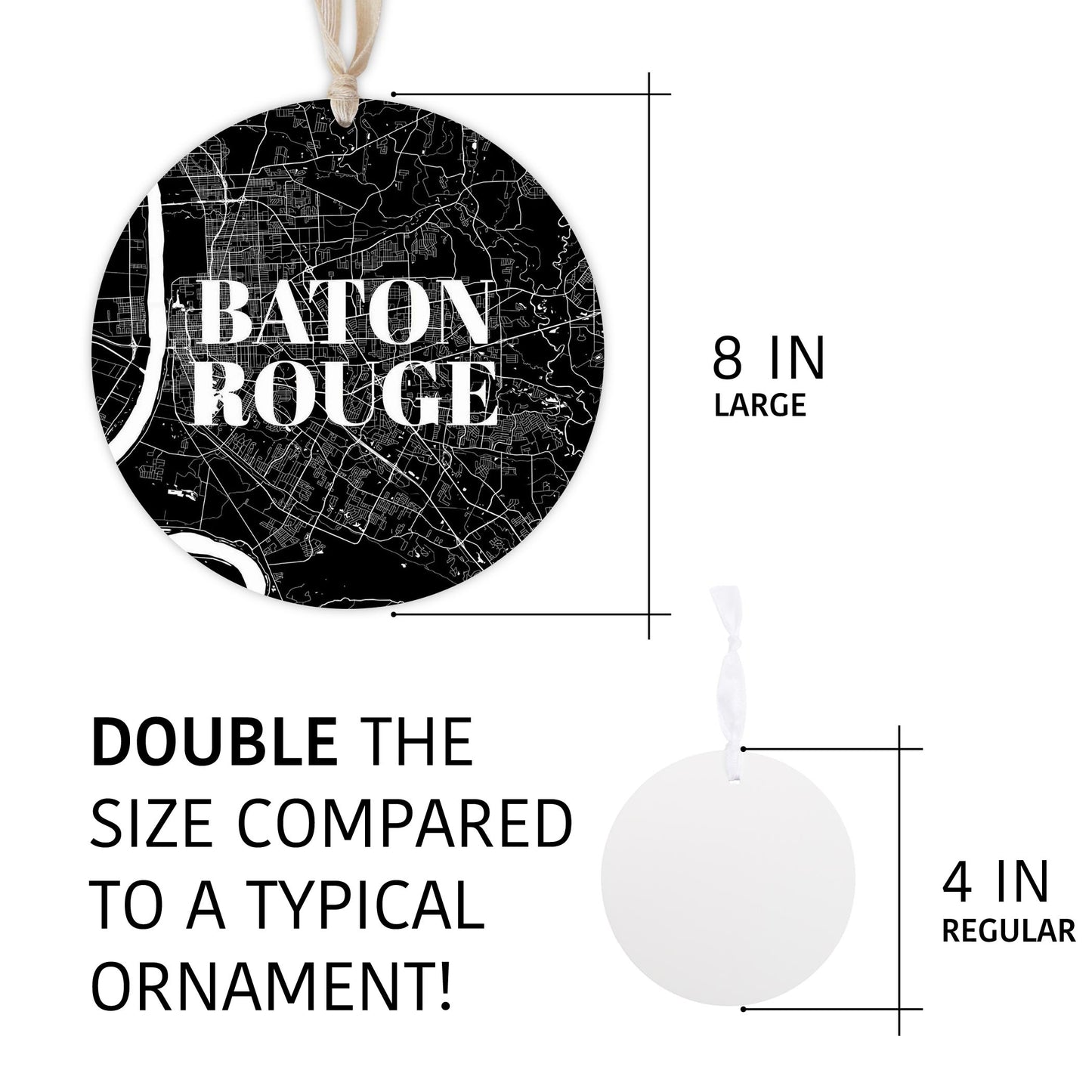 Minimalistic Baton Rouge Black Map | Wood Ornament | Eaches | Min 1