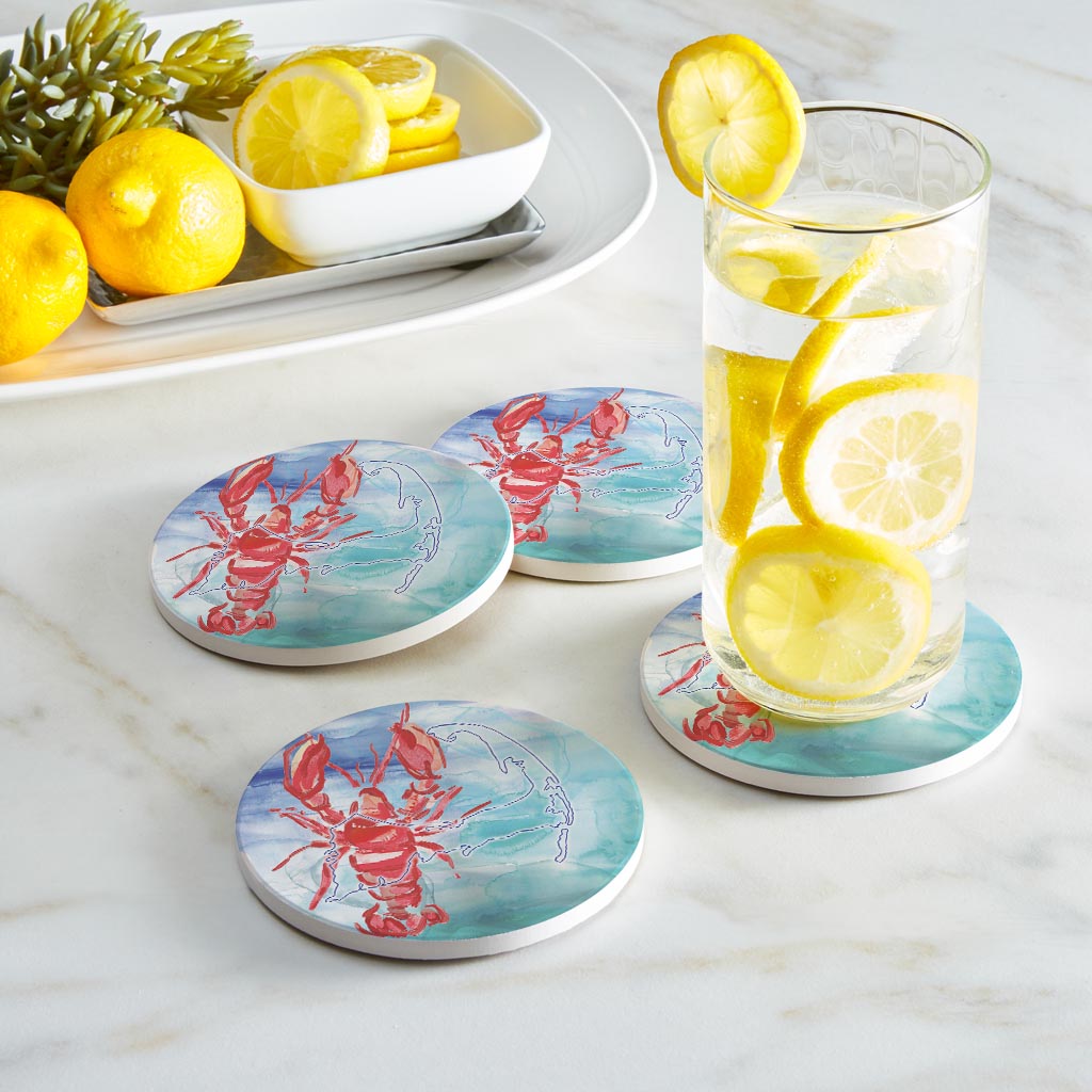 Watercolor Lobster | Absorbent Coasters | Set of 4 | Min 2