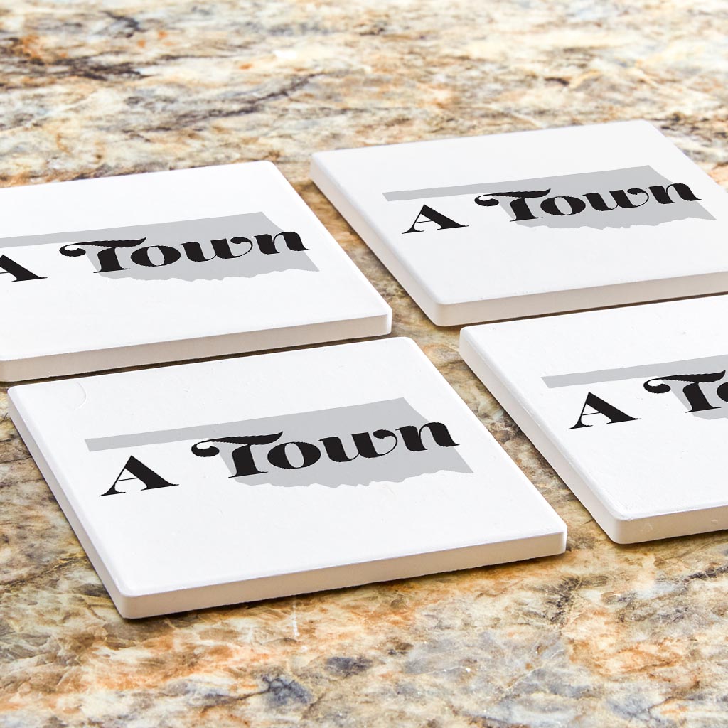 Minimalistic B&W Ardmore Ok A Town White | Absorbent Coasters | Set of 4 | Min 2