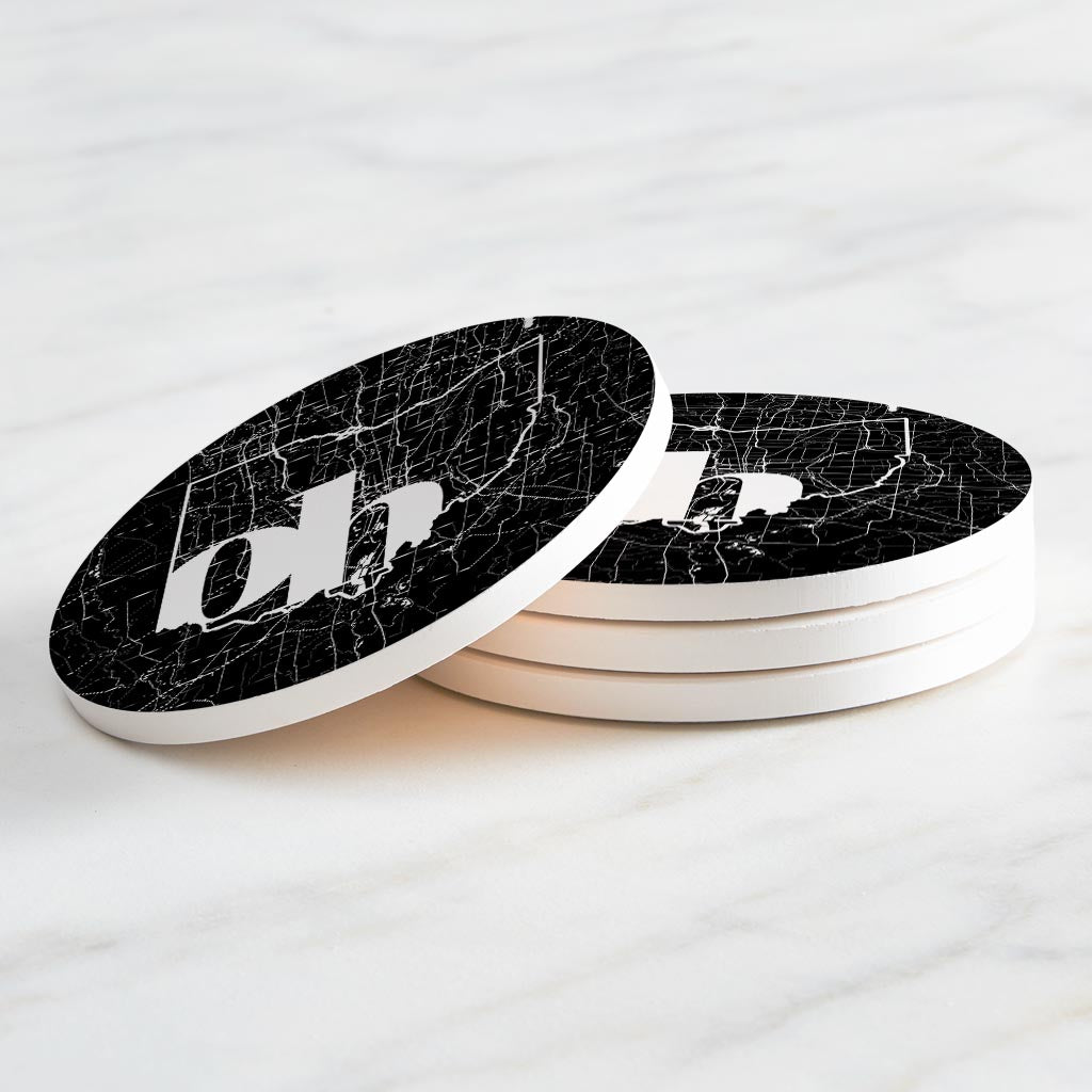 Black And White Abbreviated State Map Black Ohio Columbus | Absorbent Coasters | Set of 4 | Min 2