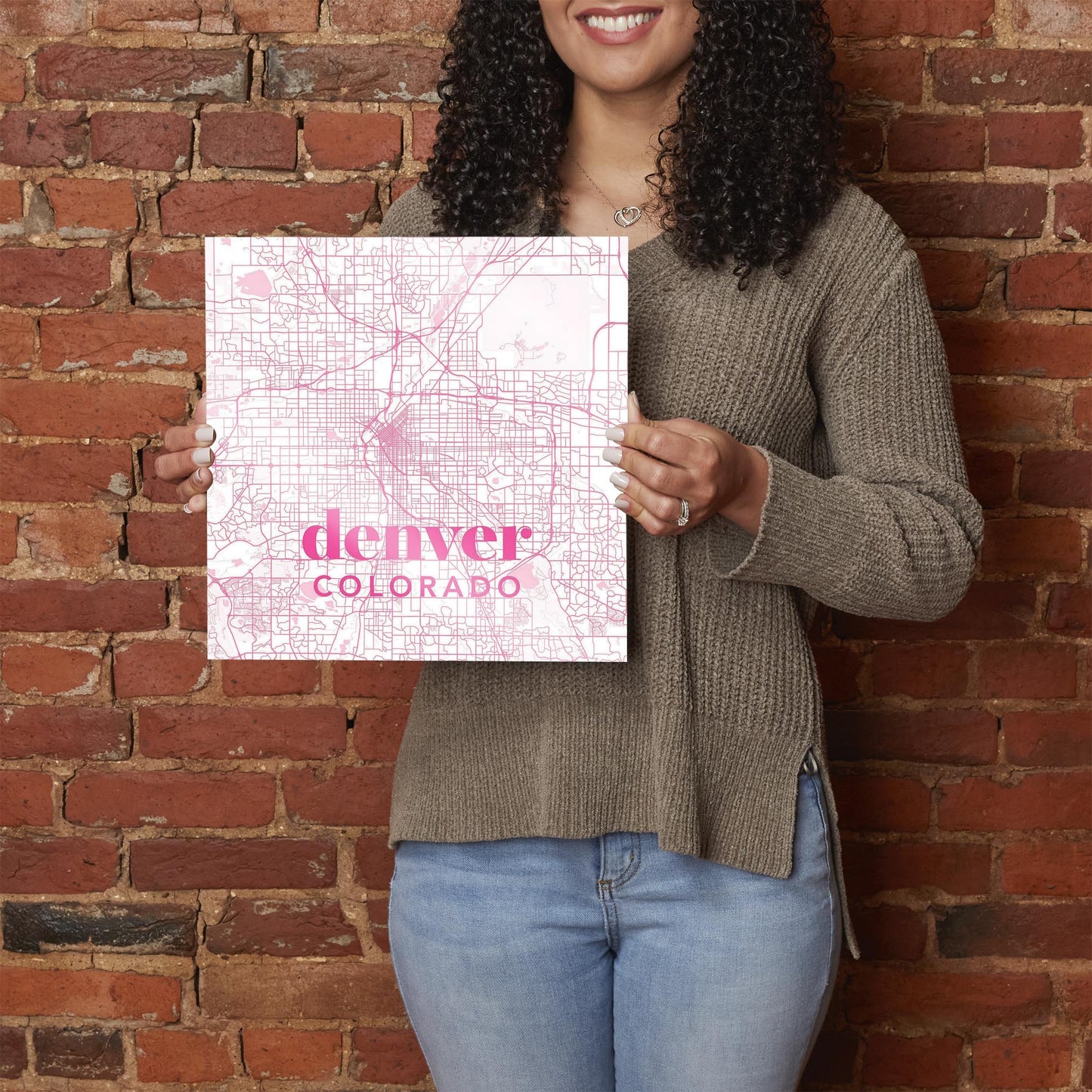 Bright Modern Pink Map Colorado Denver | Hi-Def Glass Art | Eaches | Min 1