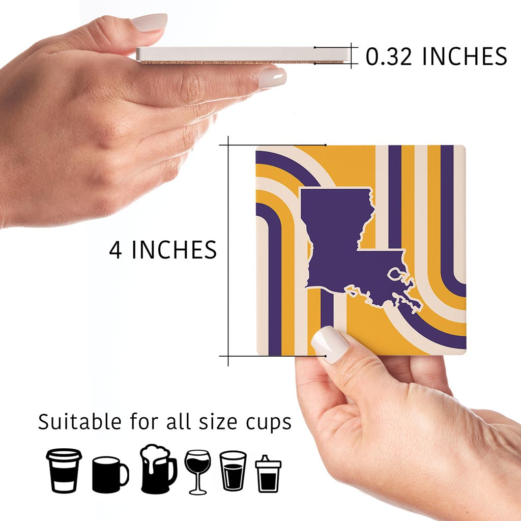 Purple Gold Louisiana Retro| Absorbent Coasters | Set of 4 | Min 2