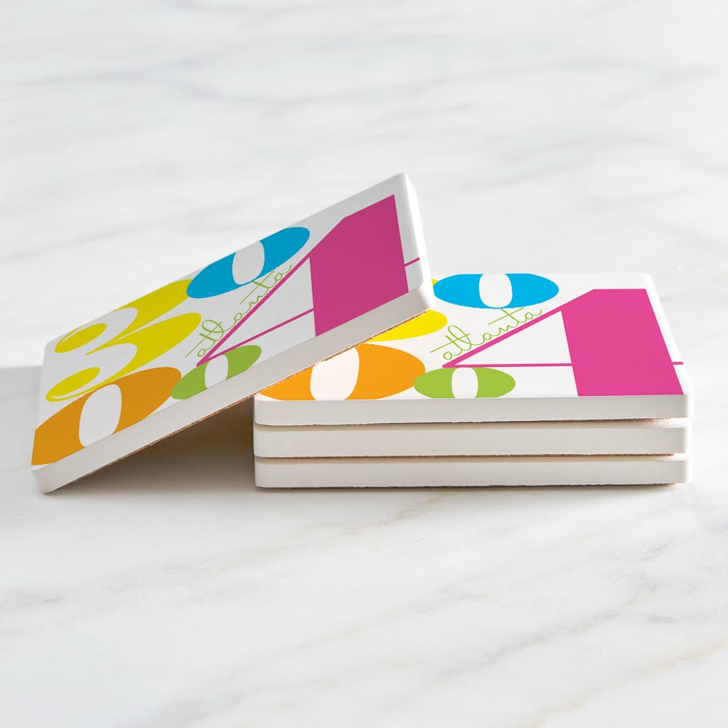 Bright Modern Color Block City Zip Georgia Atlanta | Absorbent Coasters | Set of 4 | Min 2