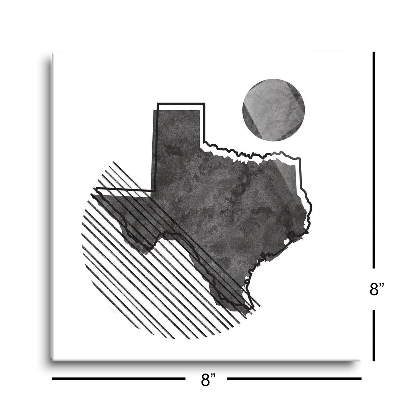 Black And White Geometric On White Texas | Hi-Def Glass Art | Eaches | Min 2