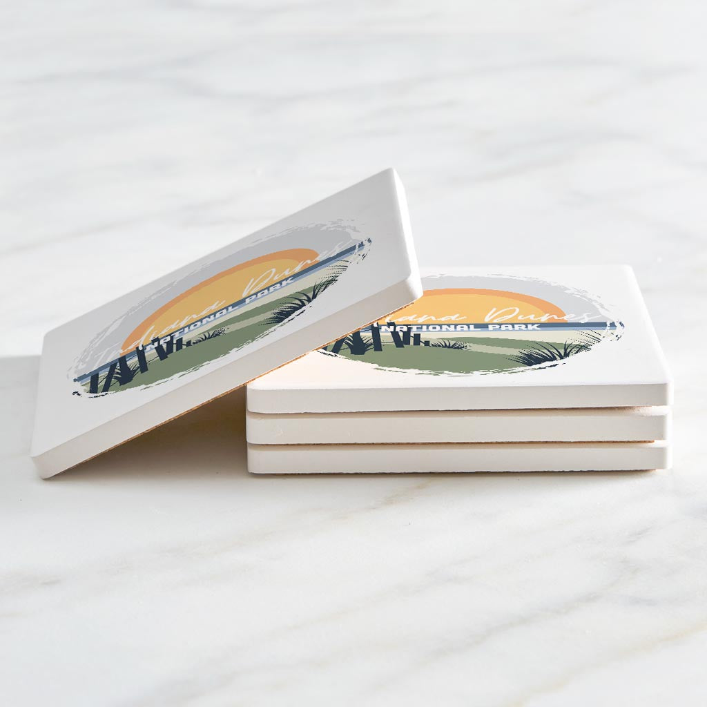 Indiana Dunes Round Beach Scene | Absorbent Coasters | Set of 4 | Min 2