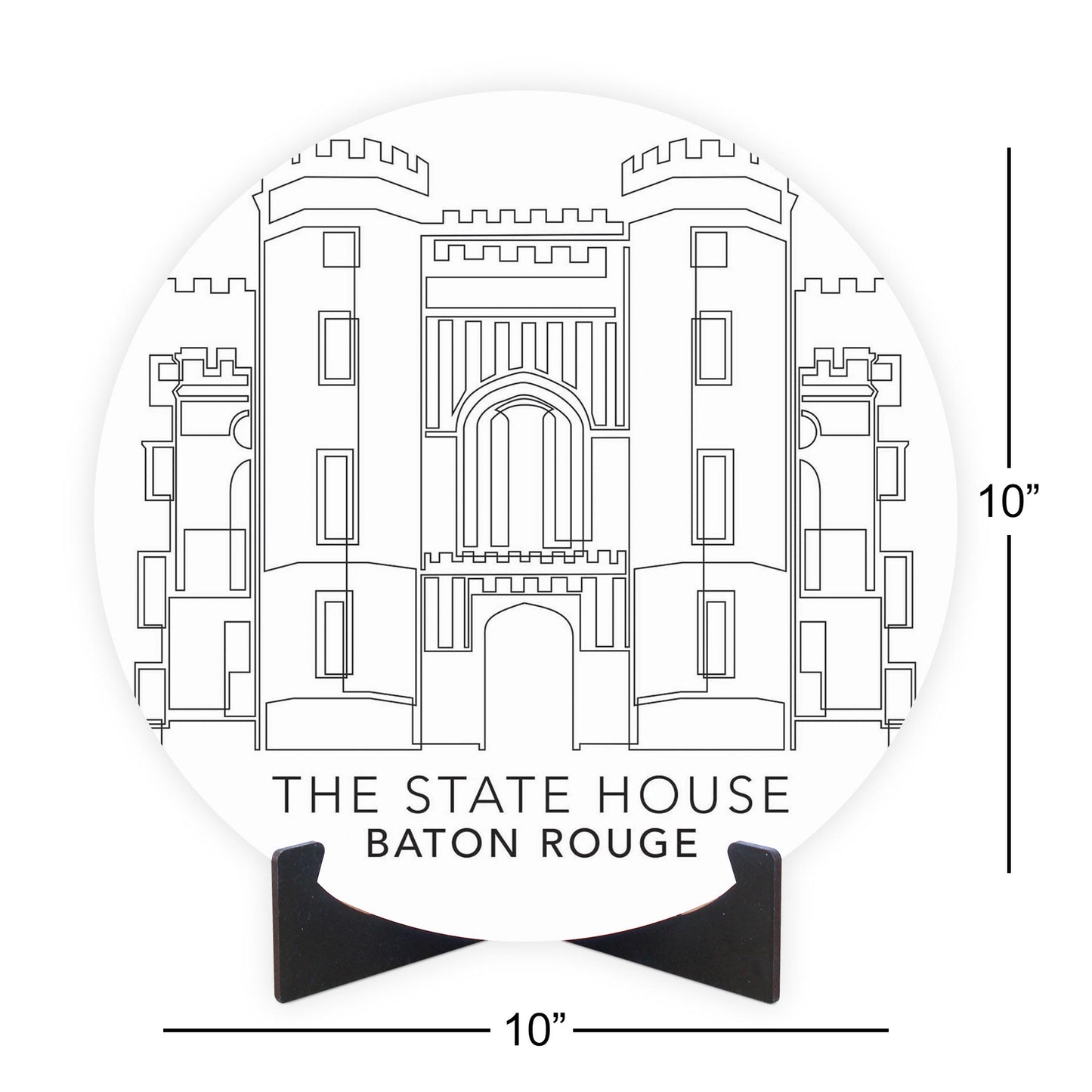 Minimalistic Baton Rouge State House | Wood Sign | Eaches | Min 1